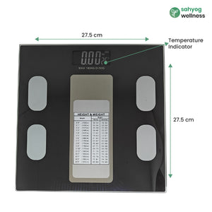 Sahyog Wellness Personal Digital Weighing Scale Machine with Glass Body having Capacity up to 180 KG with Battery (Black color)